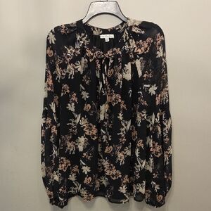 Ophelia Roe Floral Black Blouse Womens Size Xl
